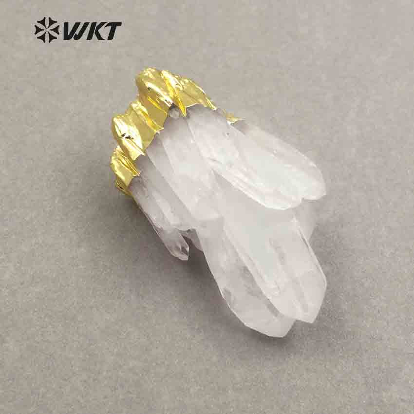 WT-P206 Natural Crystal Quartz Cluster Pendants Beautiful White Crystal Pendants Fashion Gold Top Energy Pendants