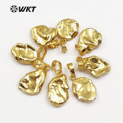 WT-P1409 Simple Design Irregular Shape Pearl for Women Jewelry Making Full Gold Electroplated Natural Baroque Pearl Pendant