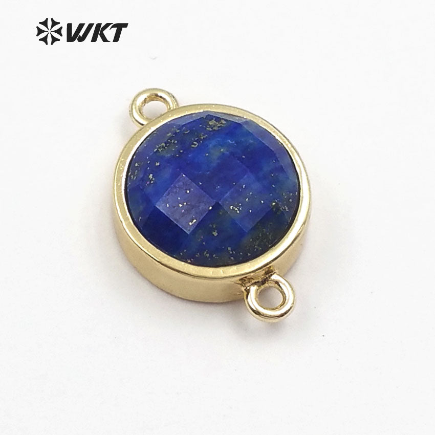 WT-C255 WKT New Fashion Wholesale Elegant Jewelry Circle Connector with 24 Gold Plated Multi Color Gemstone Connector