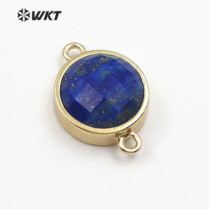 WT-C255 WKT New Fashion Wholesale Elegant Jewelry Circle Connector with 24 Gold Plated Multi Color Gemstone Connector