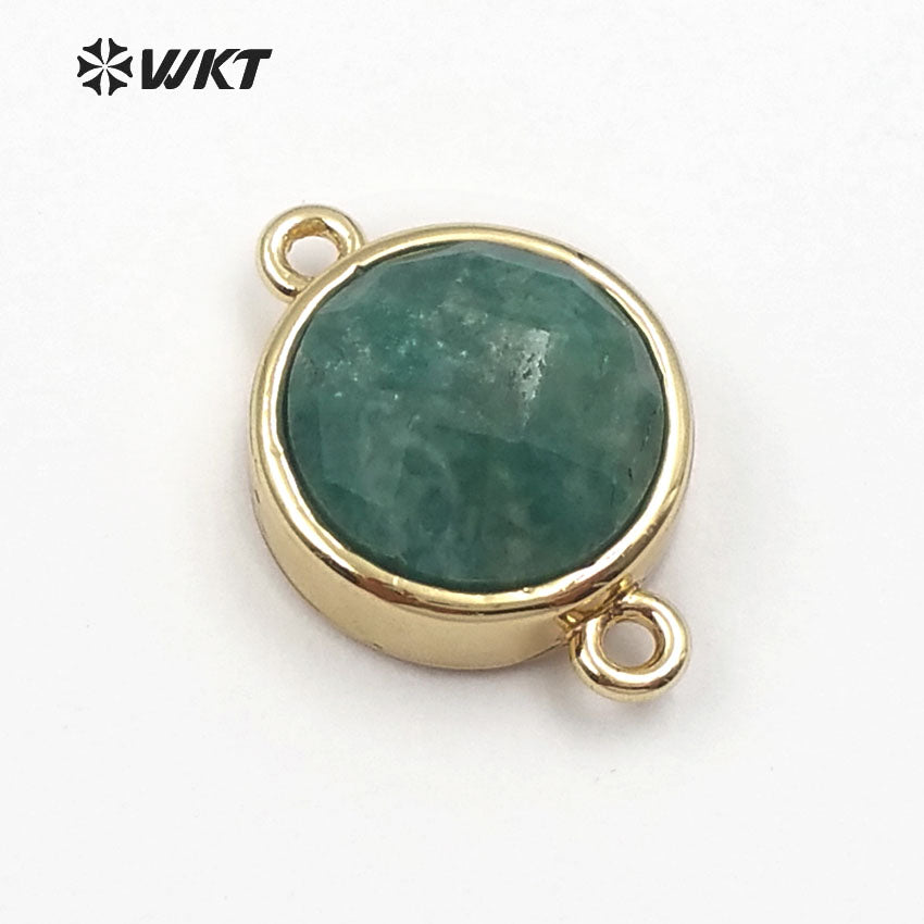 WT-C255 WKT New Fashion Wholesale Elegant Jewelry Circle Connector with 24 Gold Plated Multi Color Gemstone Connector