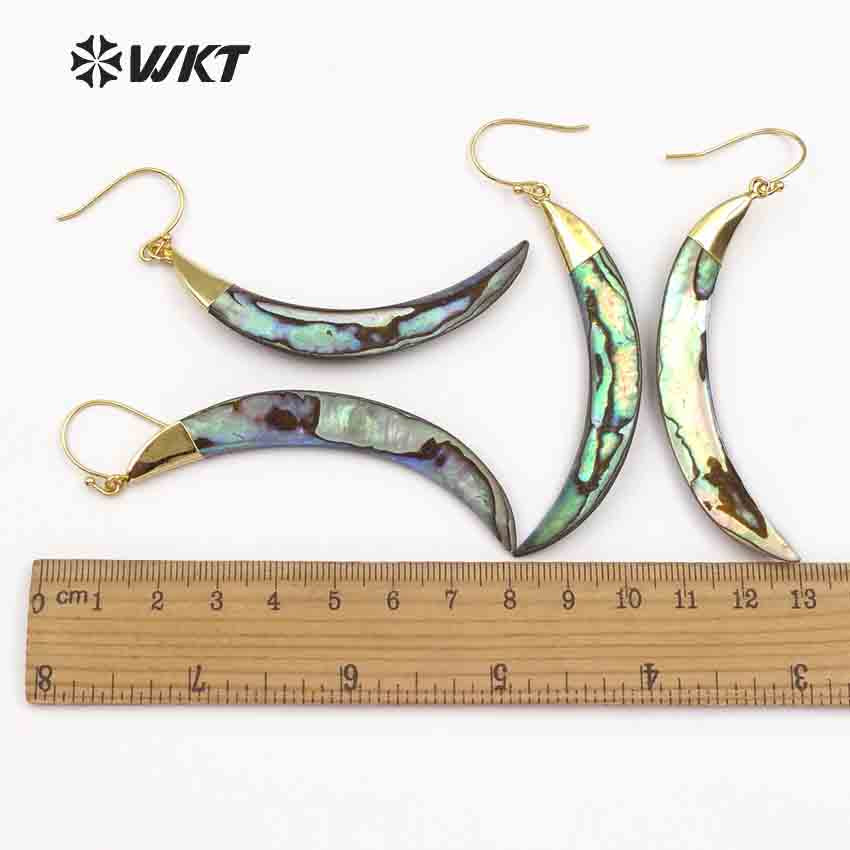 WT-E130 Wholesale Long Tusk Horn Abalone Earrings Fashion Shell Dangling Earrings