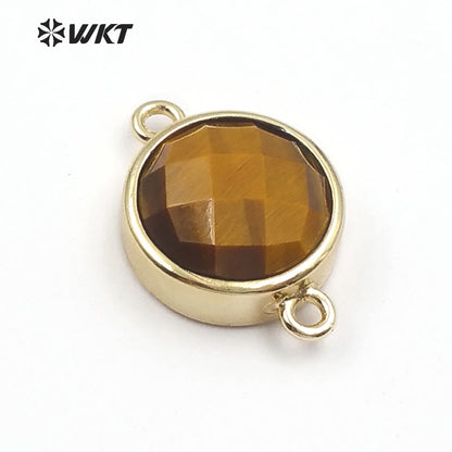 WT-C255 WKT New Fashion Wholesale Elegant Jewelry Circle Connector with 24 Gold Plated Multi Color Gemstone Connector