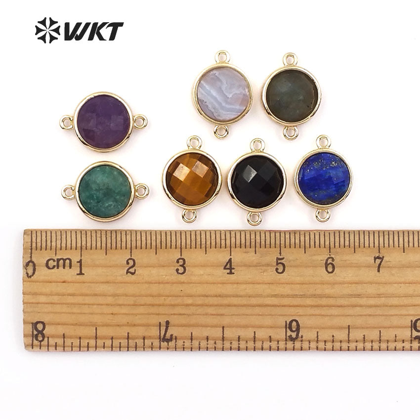 WT-C255 WKT New Fashion Wholesale Elegant Jewelry Circle Connector with 24 Gold Plated Multi Color Gemstone Connector