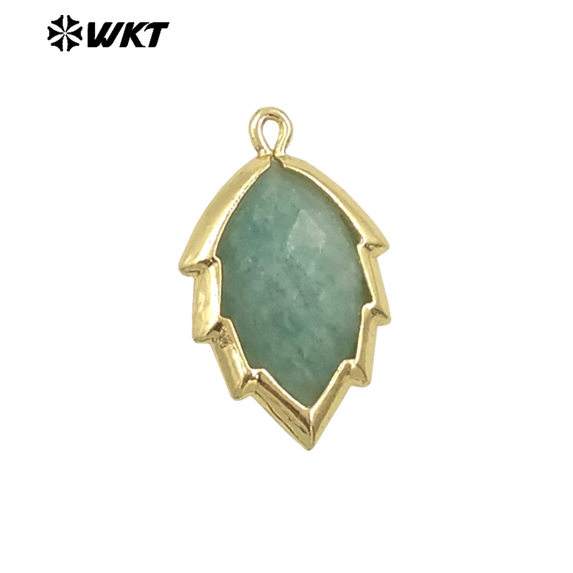 WT-P1990 Simple and Small Natural Multi-Type Gemstone 18K Gold Plated Delicate Leaf Shape Pendant Unisexes Jewelry DIY Necklace