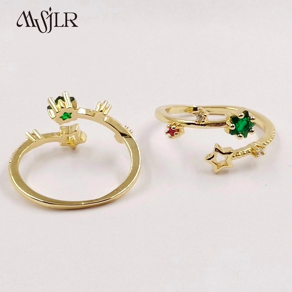 WKT-MVR058 Popular European and American Star Irregular Shaped Colorful Zircon Ring Female Handpiece Open Ring