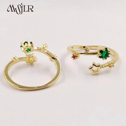 WKT-MVR058 Popular European and American Star Irregular Shaped Colorful Zircon Ring Female Handpiece Open Ring