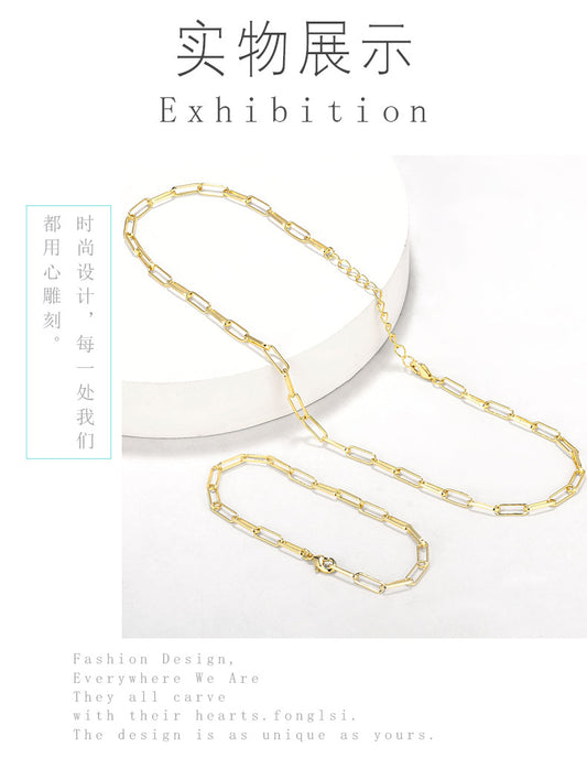 WT-N1225 Wholesale 18k Real Gold Plated Chunky Linked Chain Lady Fashion Choker Brass Metal Chain Necklace Women Jewelry Chain