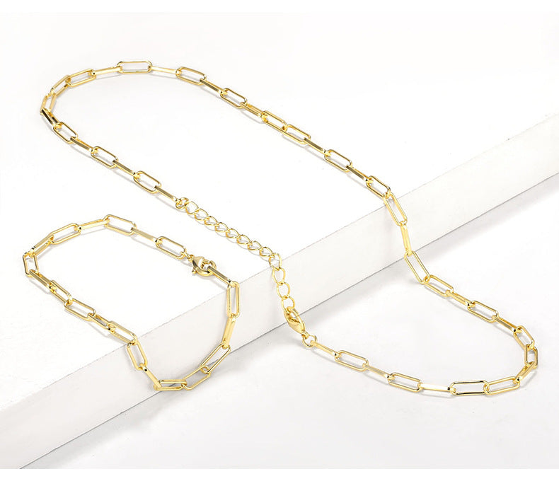 WT-N1225 Wholesale 18k Real Gold Plated Chunky Linked Chain Lady Fashion Choker Brass Metal Chain Necklace Women Jewelry Chain