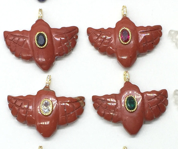 WT-P2146 Amazing Zircon And Multi Natural Gemstones Hand Carved Bird Shape Charms Pendants As Fashion Necklace Jewelry Findings