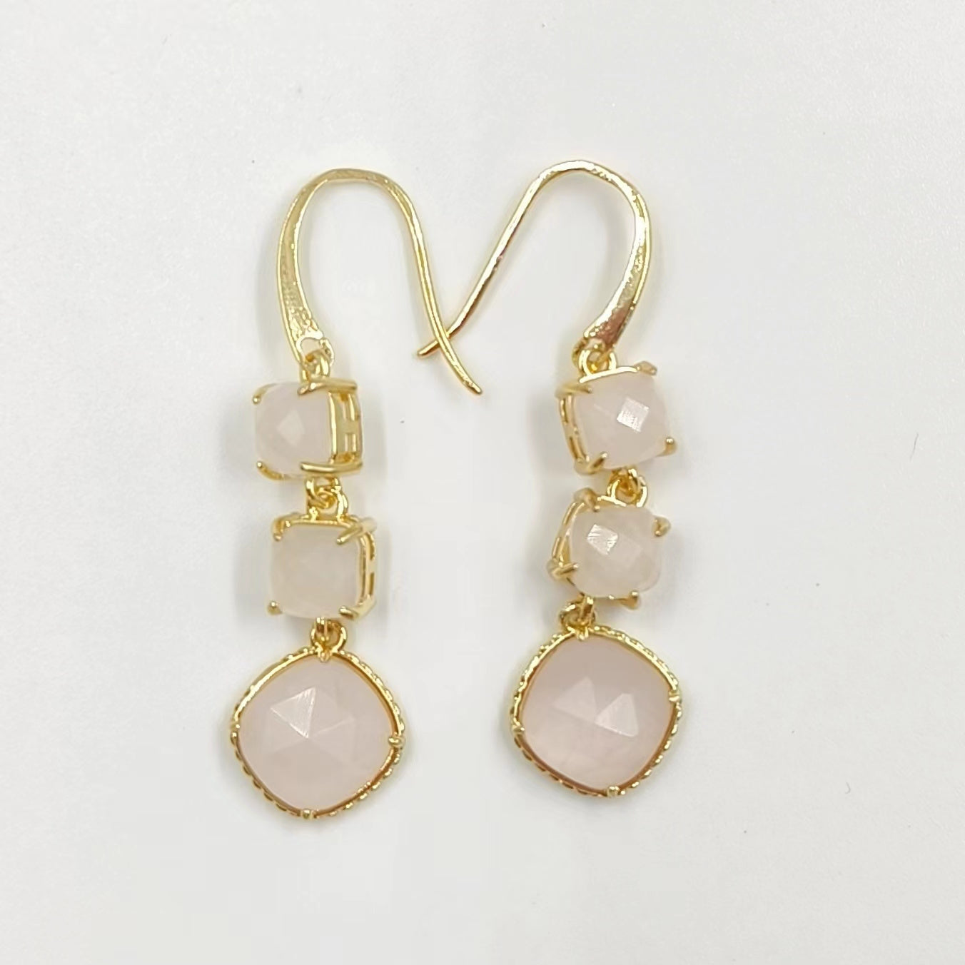 WT-E734 Elegant Colorful Gemstone Wire Wrapped Long Charming in Drop Earrings Women Triple Pendant Earrings