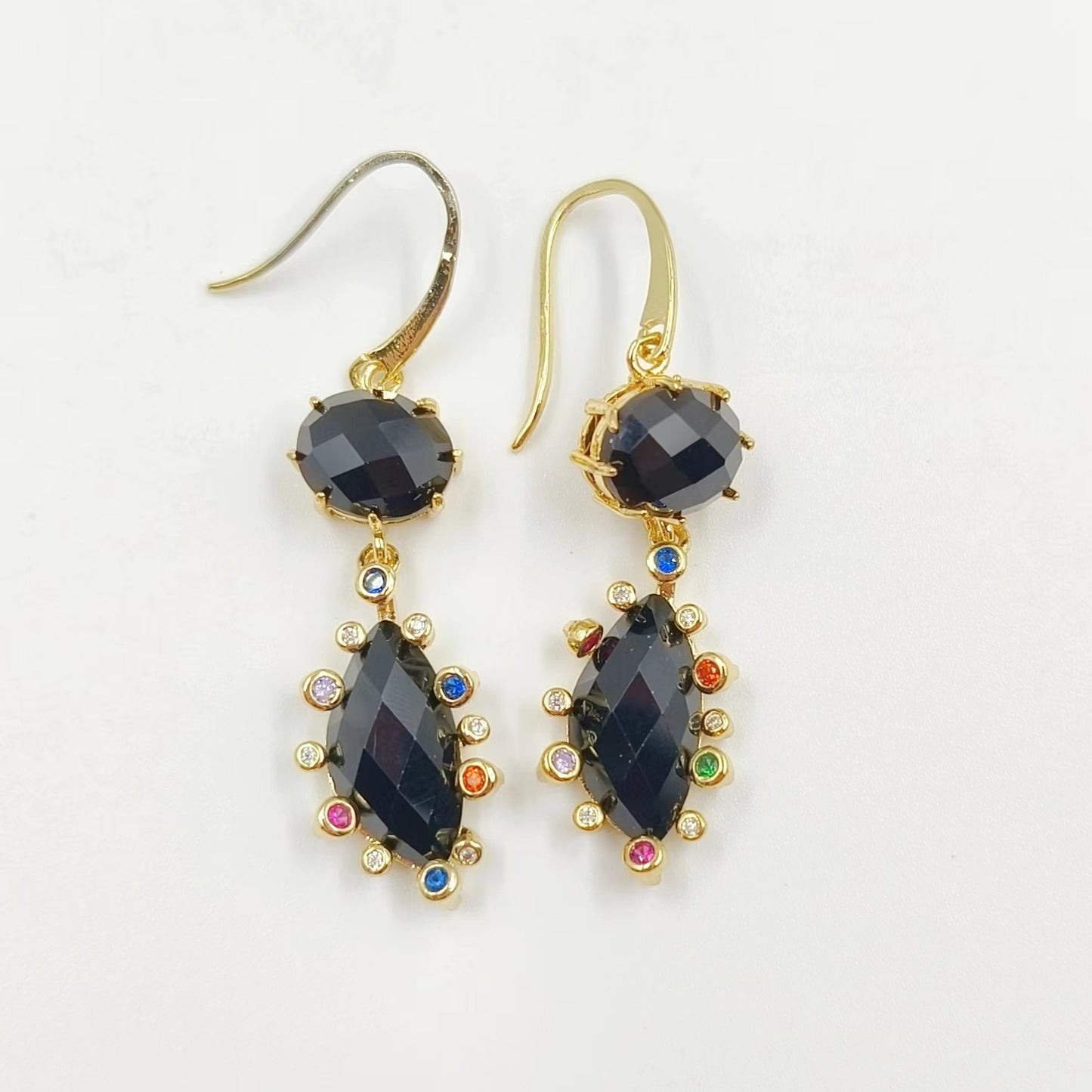 WT-E735 Amazing Colorful Gemstone Wire Wrapped Long Charming in Drop Earrings Women Pendant Earrings