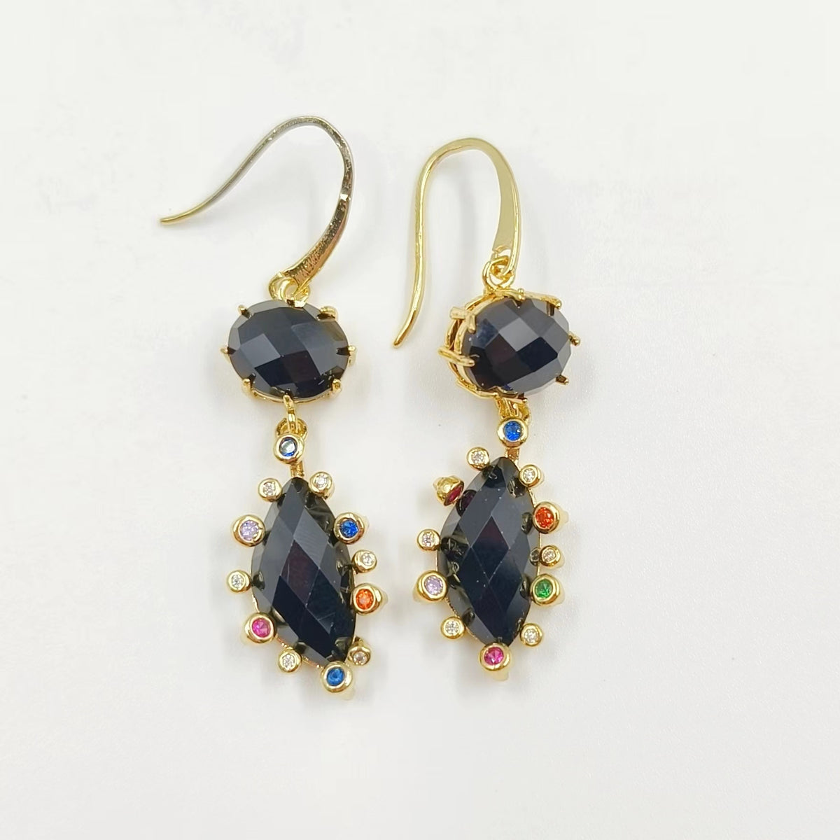 WT-E735 Amazing Colorful Gemstone Wire Wrapped Long Charming in Drop Earrings Women Pendant Earrings