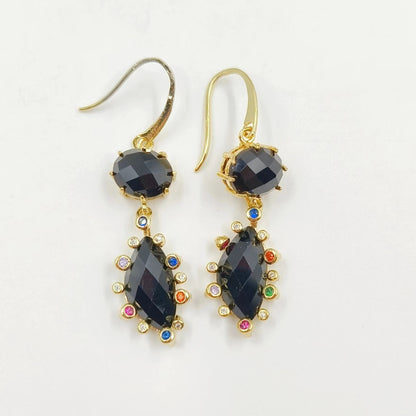 WT-E735 Amazing Colorful Gemstone Wire Wrapped Long Charming in Drop Earrings Women Pendant Earrings