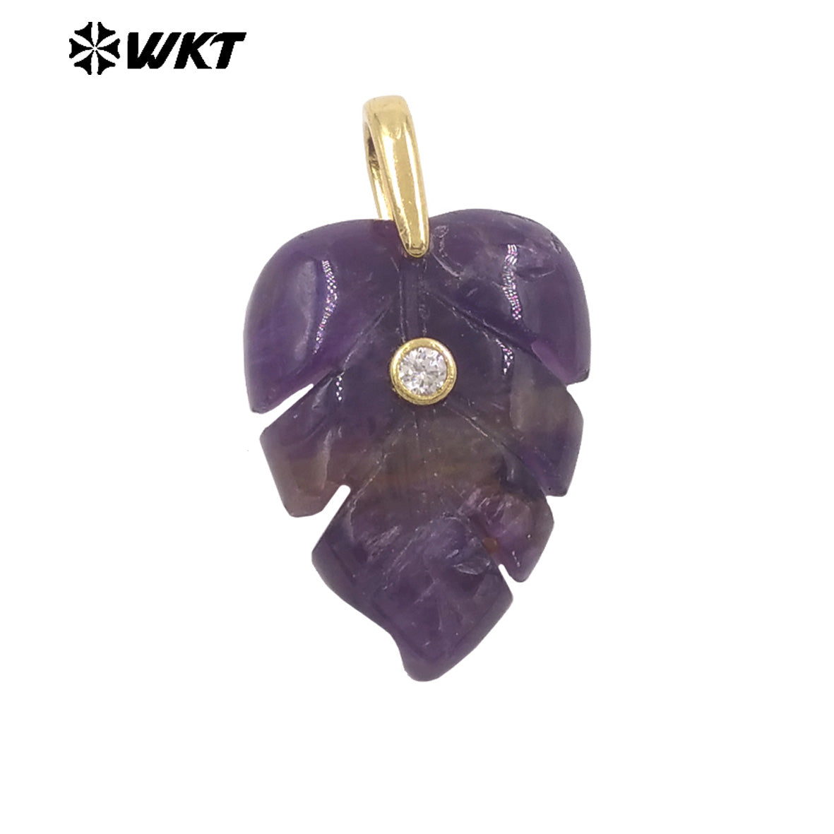 WT-P2141 Wonderful Zircon And Multi Colors Natural Gemstones Hand Carved Leaf Shape Gold Pendants For Lady Earrings DIY