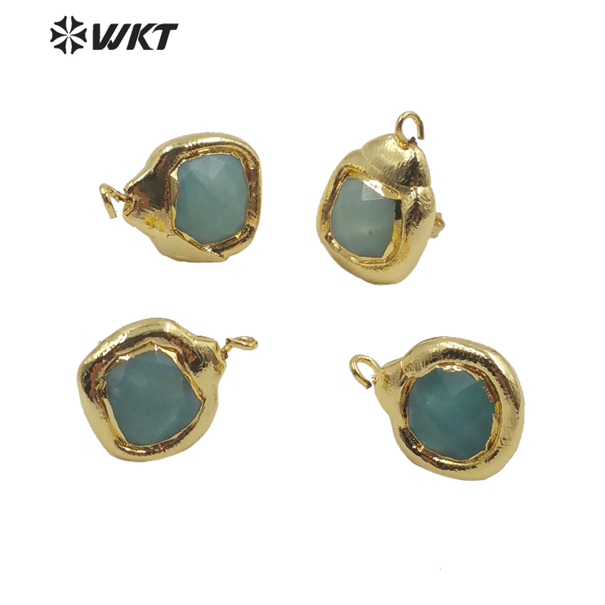 JFE27 Wholesale Factory Directly Sales Natural Amazonite Stone Earrings With Hoop Fashion Real Gold Plated Earrings Findings
