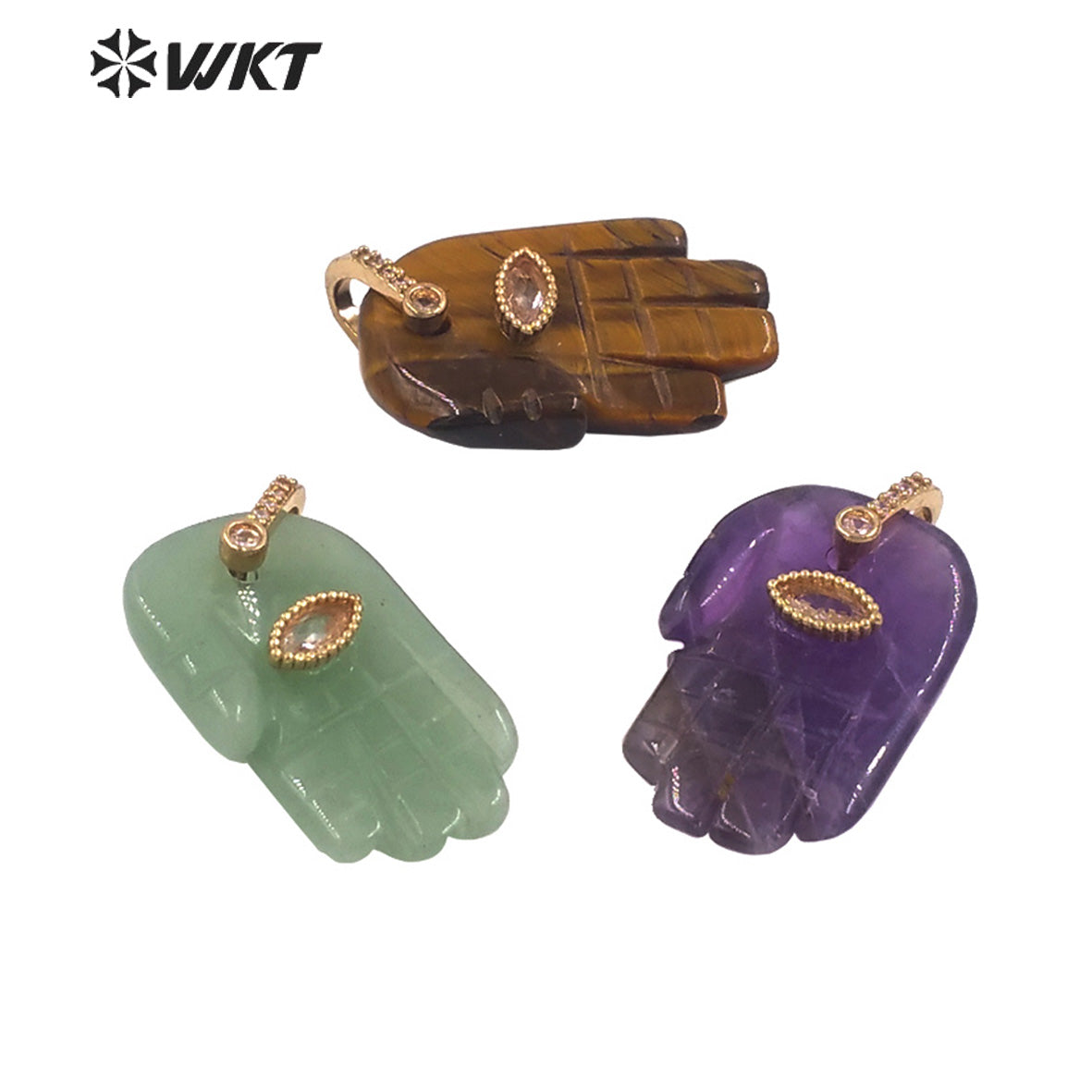 WT-P2040 New Fashion Cute Natural Stone And Zircon Hand Shape Little Pendants As Lady Earrings DIY Jewelry Accessories