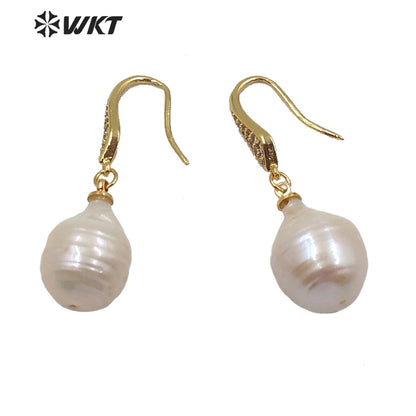 WT-MPE025 New Design Natural Baroque Pearl Drop Earring Two Styles Select Stylish Charming Jewelry Baroque Pearl Earring