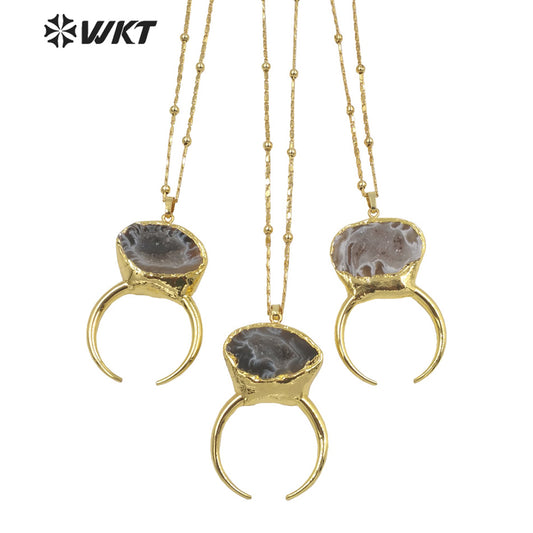 WT-N1322 Beautiful 2021 New Arrival Fashion Geode Agate Elegant and Fine Jewelry Necklace Suitable for Lady and for Party