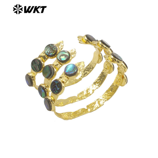 WT-B681 New Material 18K Gold Plated Abalone Shell Open Upward Adjustable Bracelet Jewelry Finished for Friends As Birthday Gift