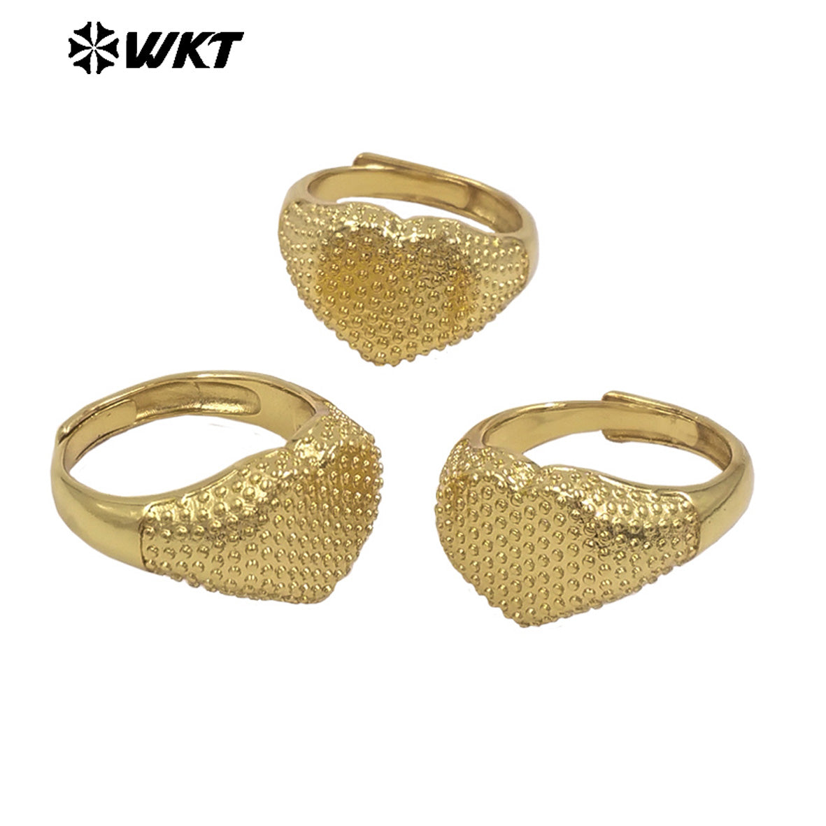 WT-R592 Newest Vintage Simple Style 18K Gold Plated Yellow Brass Heart Shape Metal Women Rings For Daily Matching Jewelry
