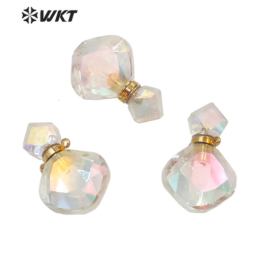 WT-P1674 Amazing Newest Fashion Faceted Cut Angel Aura Quartz Perfume Bottle Pendant for Necklace