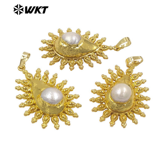 WT-JP437 Wholesale Unique Design Waterdrop Shape 18K Gold Plated With Natural Freshwater Pearl Pendant Women Necklace DIY
