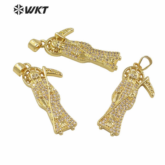 WT-MP280 Newest Vintage Style Female Deity Shaped Rectangle Shaped Cubic Zircon Madonna Design Pendant