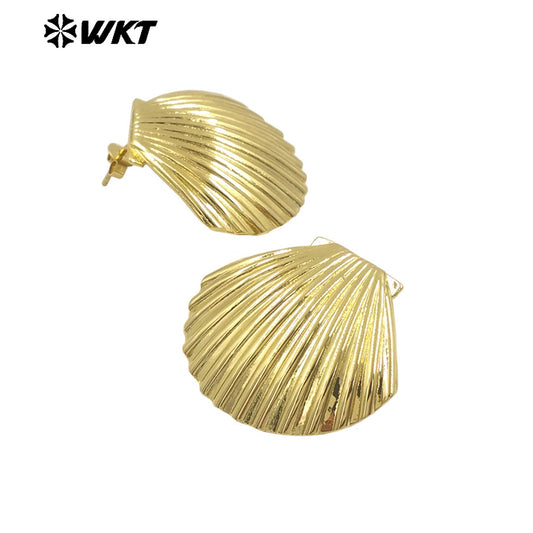 WT-E769 Hot Sale Unique Design 18K Gold Plated and Silver Elegant Scallop Shell Earrings for Women As Daily Decorative Jewelry