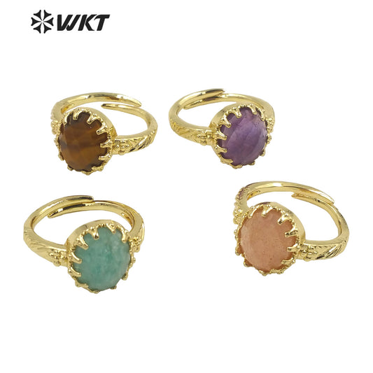WT-R488 WKT Fashion Design Trendy Gift for Women Colorful High Quality Gorgeous Natural Gemstone Stone Ring