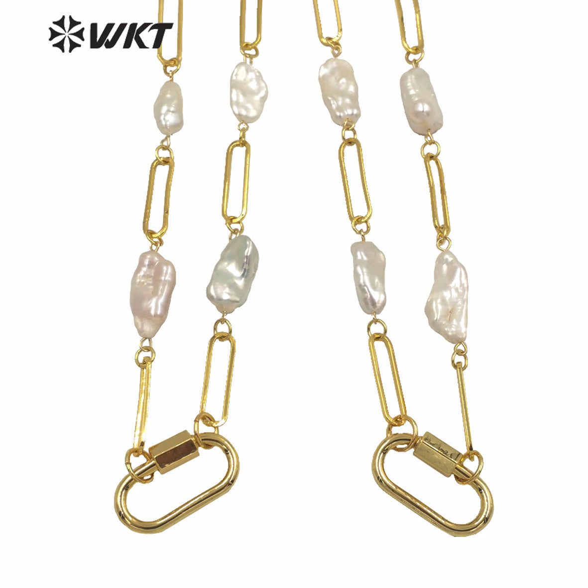 WT-JN133 Newest WKT Exclusive Design Link Chain Mix Pearl Gorgeous Fashion Lady Necklace for Party or Wedding Match Choker