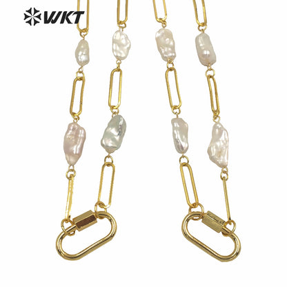 WT-JN133 Newest WKT Exclusive Design Link Chain Mix Pearl Gorgeous Fashion Lady Necklace for Party or Wedding Match Choker