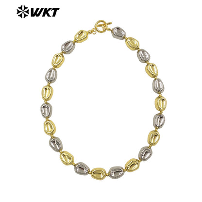 WT-JFN29 High Quality 18K Gold Plated and Silver Round Irregular Natural Brass Beads Exquisite Necklace for Women As Party Dress