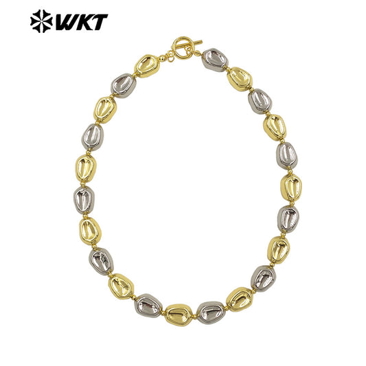 WT-JFN29 High Quality 18K Gold Plated and Silver Round Irregular Natural Brass Beads Exquisite Necklace for Women As Party Dress