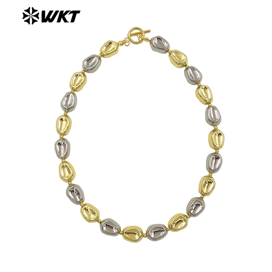 WT-JFN29 High Quality 18K Gold Plated and Silver Round Irregular Natural Brass Beads Exquisite Necklace for Women As Party Dress