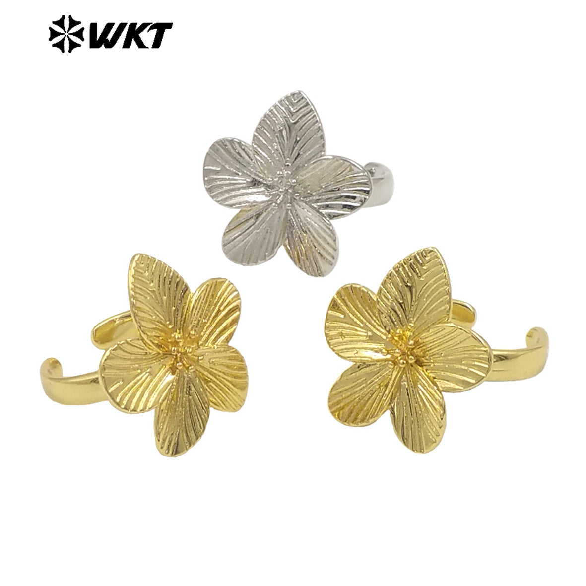 WT-R552 New Design Wholesale Sweet Beautiful 18K Gold Plated Delicate Floral Ring for Women As Daily Decoration and Special Gift