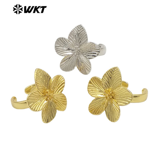 WT-R552 New Design Wholesale Sweet Beautiful 18K Gold Plated Delicate Floral Ring for Women As Daily Decoration and Special Gift