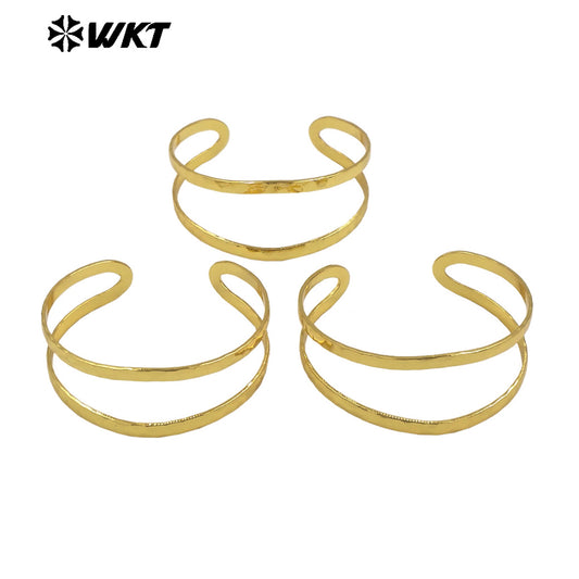 WT-B671 Wholesale Exquisite Simple 18K Gold Plated Natural Yellow Brass Gold Bracelet for Men and Women As Daily Decoration