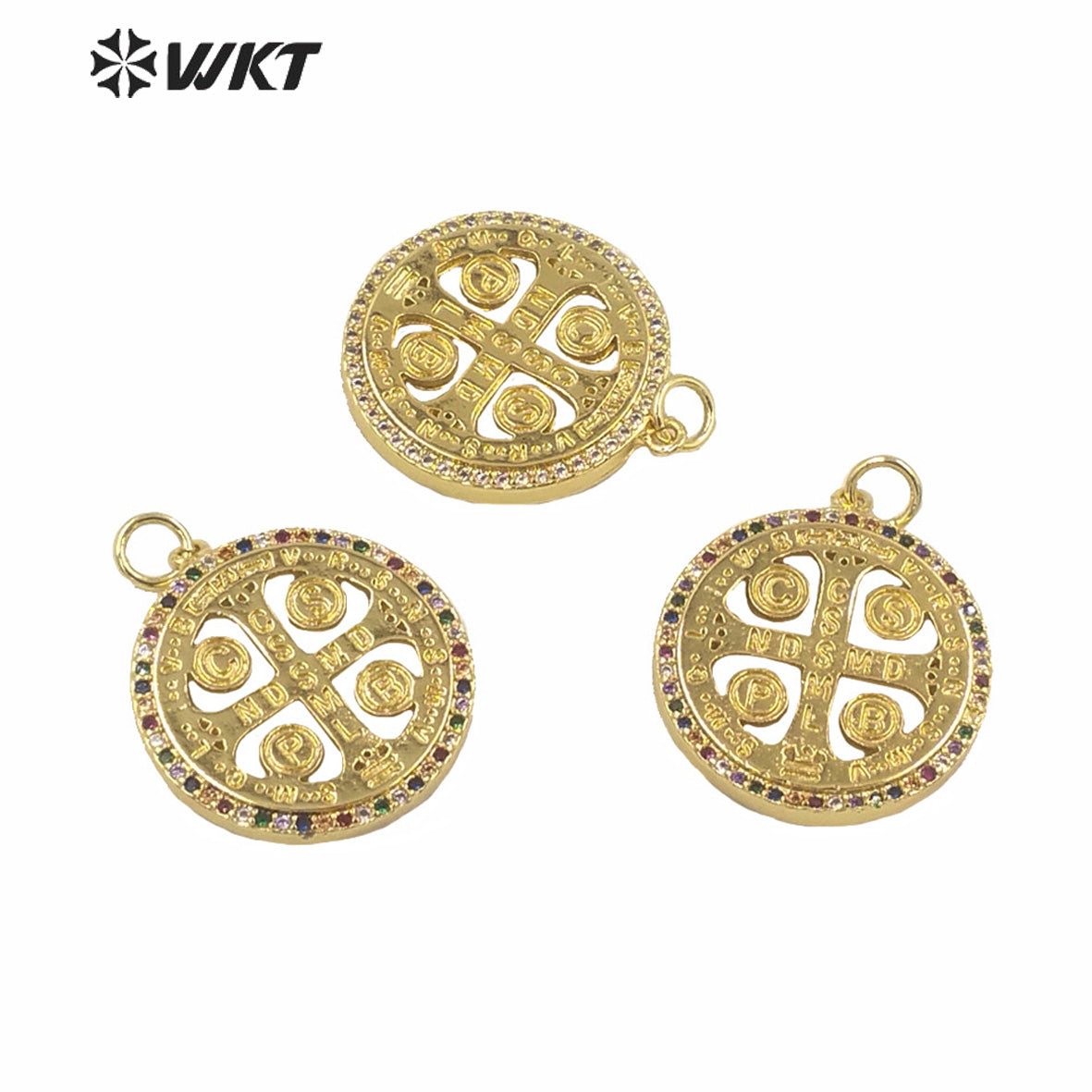 WT-MP159 New Wholesale New Gold Electroplated Jesus Cross Pendant Hot Sales Populared Christian Image Jewelry Pendant for Women