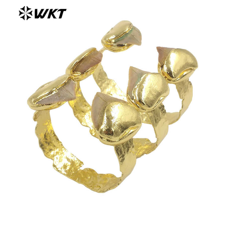 WT-B635 WKT New Handmade Lovely Trendy Gift for Women18k Plated Punk Style Shark Tooth C Shaped Opening Bracelets