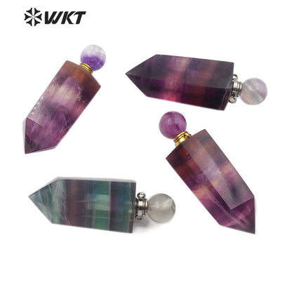 WT-P1473 Newest Rainbow Fluorite Pendant Natural Rainbow Fluorite Stone Perfume Bottle Stylish Natural Charm Jewelry Pendant