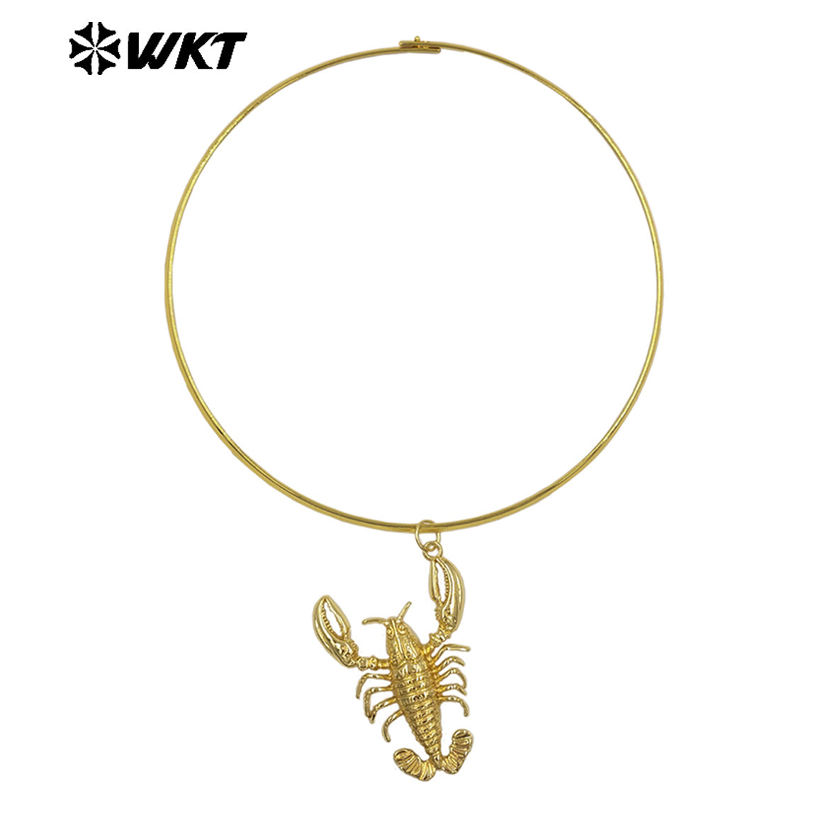 WT-MN1006 Popular Design Gold Electroplating Choker With Yellow Brass Crayfish Pendant Necklace For Lady Party Matching