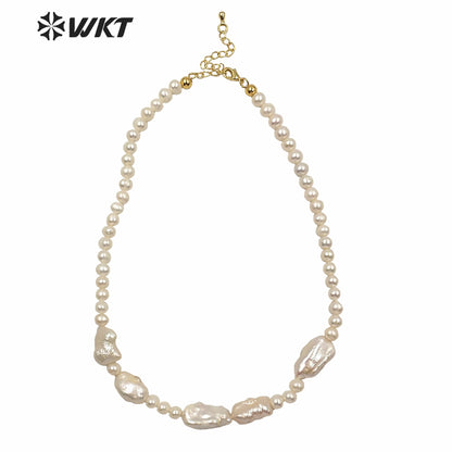 WT-JN123 WKT Gorgeous Natural Freshwater Pearl Choker Necklace for Birthday Gift Necklace Elegant Precious Wedding Necklace