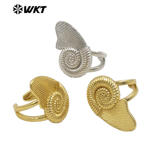 WT-R549 Hot Sale Uniquely Esigned Stylish 18K Real Gold Plated Irregular Shell Shape Ring Perfect for Daily and Party Decoration