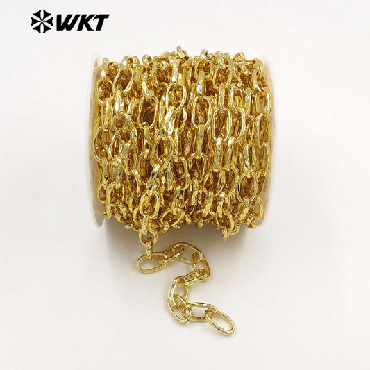 WT-BC275 10Meters Wholesale Gold Plated On Yellow Brass Irregular Rectangle Metal Link Chains As Trendy Necklace Accessories