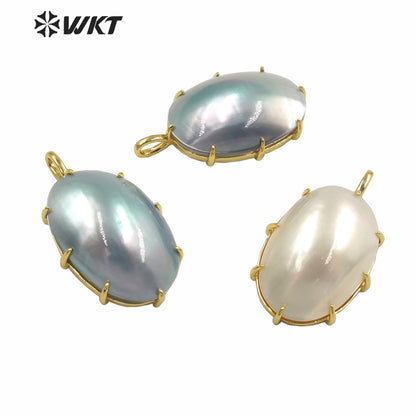 WT-JP350 WKT Classic Vintage Hot Selling Natural Mabe Shell Luxury Scallop Accessory ForNecklace Pendants