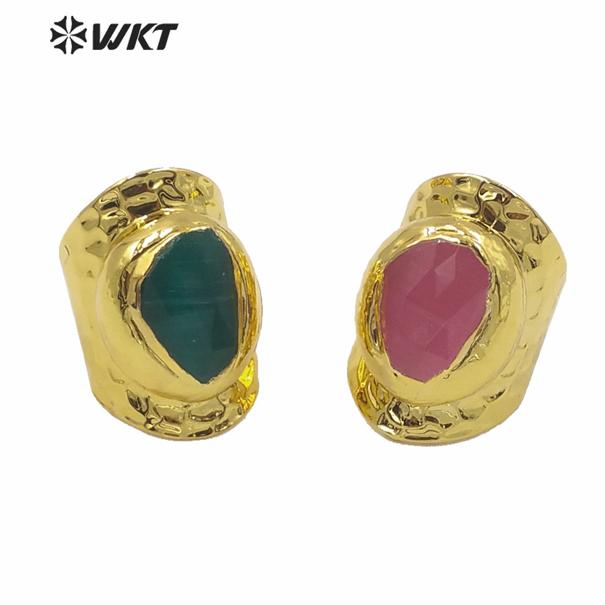 WT-R365 Winter Populared Color Cat Eye Stone Cigar Ring 18k Real Gold Plated Resist Tarnishable Wide Band Gold Ring for Women