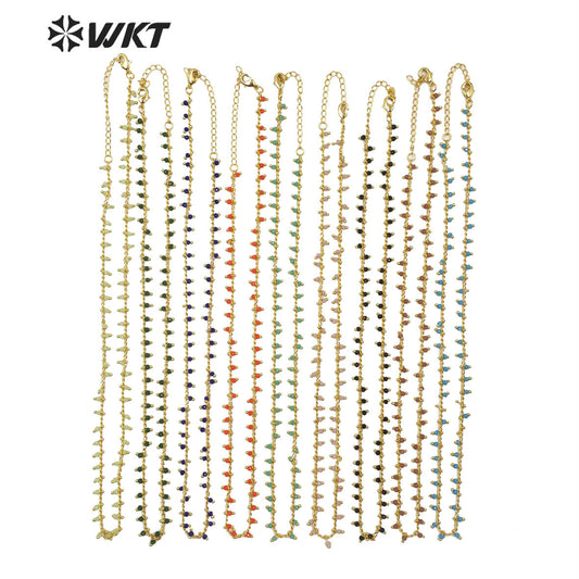 WT-N1202 Hot Sales Crystal Beads Chain Fashion Jewelry Rosary Beads Chain 3mm New Arrival Crystal Beads Necklace