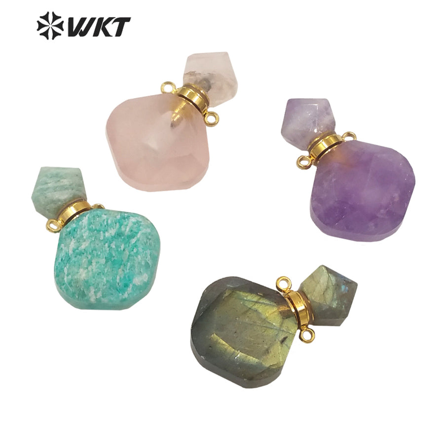 WT-P1673 Newest Charming Elegant Small Size Natural Stone Perfume Bottle Pendant for Necklace Women Stone Made Bottle Pendant