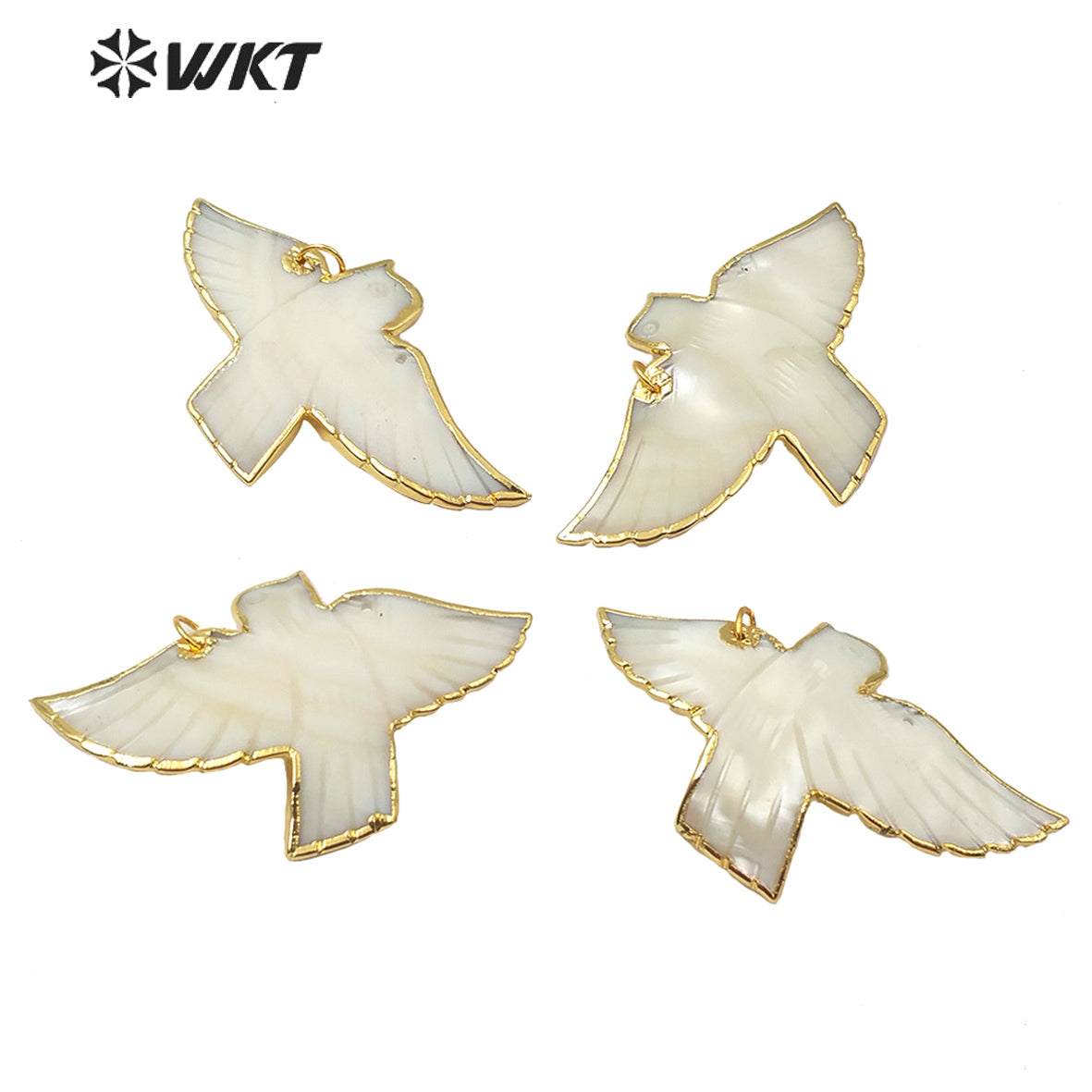 WT-JP184 Wholesale Natural Pigeon Shell Pendant 18k Gold Plated Fashion Lady Charm Jewelry Pigeon Shape Shell Pendant